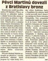 Pěvci Martinů dovezli z Bratislavy bronz